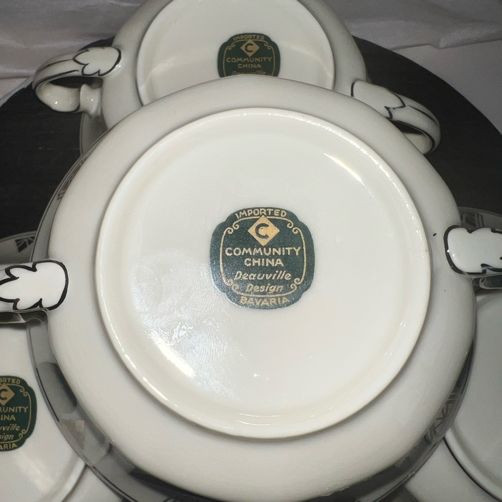 Vintage Community China Bavaria-Deauville Soup Bowls/Art Deco/Set of 4 - Picture 6 of 9